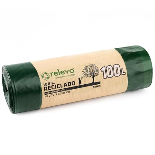 Relevo 10 Stück Müllbeutel 100 L - 100% Recycelt Mülltüten mit Zugband Bio Öko