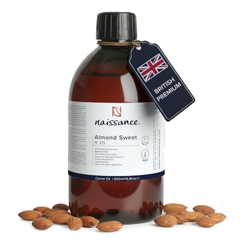 Naissance Natürliches Süßes Mandelöl (Nr. 215) 500ml – Vegan, Gentechnikfrei – Ideal zur Haar– und Körperpflege, für Aromatherapie und als Basisöl für Massageöle Öko Vegan