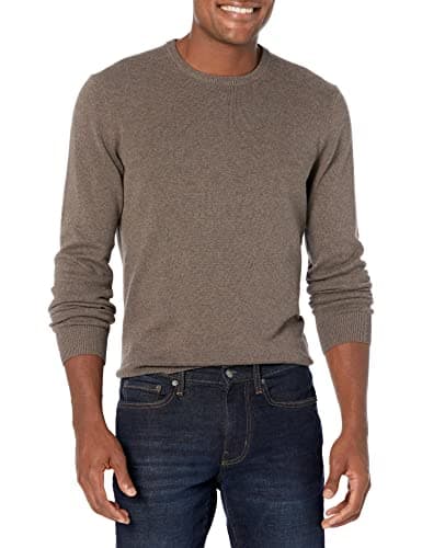 Amazon Essentials Herren Langärmliger Pullover Mit Rundhalsausschnitt, 100% Baumwolle, Erhältlich In Groß Und Schwer, Braunheide, S