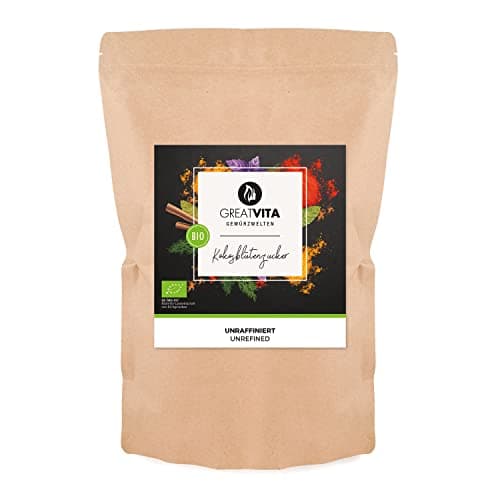 GreatVita Bio Kokosblütenzucker, unraffiniert 1000g natürlicher Blütenzucker Bio Öko