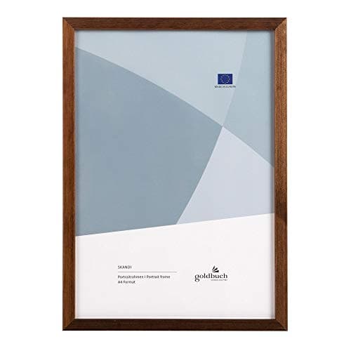 goldbuch 90 0596 Bilderrahmen Skandi DIN A4, Einzelrahmen aus Echt Holz, Portraitrahmen zum Stellen, Holzrahmen mit Wandhalterung, Foto Rahmen, Frame braun