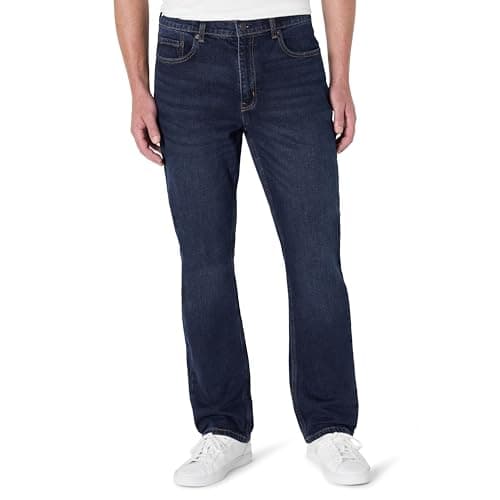 Amazon Essentials Herren Leicht elastische Straight Fit-Jeans, Dunkle Mitternacht, 29W / 32L