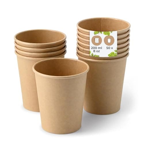 BIOZOYG 50 Stück Kaffeebecher Pappbecher 200ml / 8 oz Ø 80 mm braun - Einwegbecher plastikfrei - Becher aus nachhaltiger Forstwirtschaft - Kaffeebecher Einweg Bio Öko