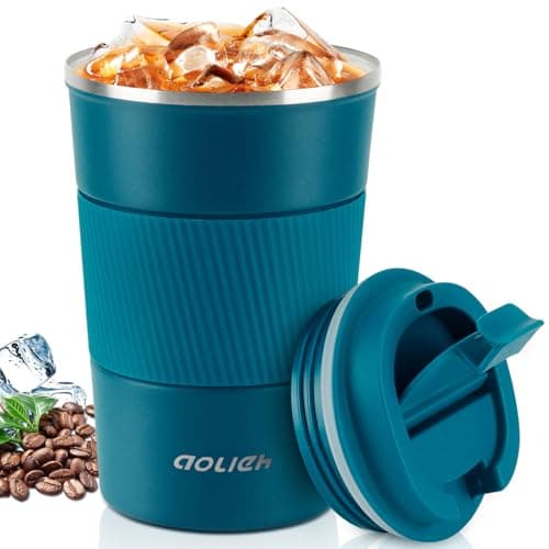 Aolieh Thermobecher, Kaffeebecher mit Auslaufsicherem Deckel, Thermobecher- Isolierbecher, Edelstahl Travel Mug, Kaffeebecher to go für heißes und kaltes Wasser Kaffee Tee (380ML,Blau)