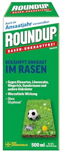 Roundup Rasen-Unkrautfrei, Herbizid Unkrautvernichter - 500 ml Öko