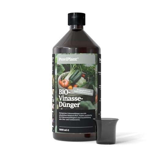 ProviPlant BIO Vinasse Flüssigdünger – Organischer Gemüsedünger für Tomaten, Salat & Co – 1 Liter Konzentrat für bis zu 200 Liter Gießwasser – Für Garten & Balkon – Made in Germany Bio Öko