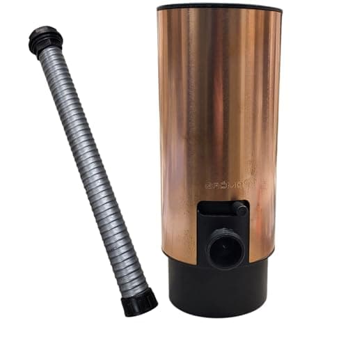 zbs24 Kupfer Regenwassersammler Design 100mm Set1 - Nachhaltigkeit und Desgin in Einem - inkl. 38cm Spiralschlauch und Regenfassanschlüssen Öko