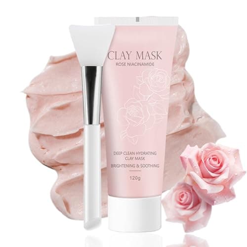 Soleneva Tiefenreinigende Gesichtsmaske mit Niacinamide und Rose, Clay Mask for Skin Care, Gesichtsmaske Frauen für Poren Verkleinern, Feuchtigkeitsspendende Maske für alle Hauttypen, Tonerde Maske Öko