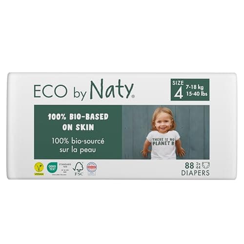 Eco by Naty Baby Öko Windeln - umweltfreundliche Premium-Bio Windeln aus pflanzenbasierten Materialien, ideal für empfindliche Babyhaut (Größe 4 - 88 Stück) Bio Öko Vegan