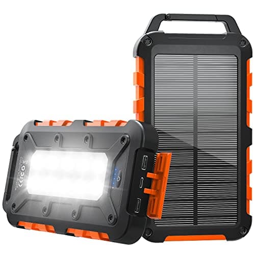Solar Powerbank 26800mAh, Tragbare Solar Ladegerät PD15W USB-C Externer Akku Outdoor wasserdichtes Power Bank Solarpanel mit LED-Licht und 3 Outputs Ladegerät für Smartphones Tablets und mehr Orange