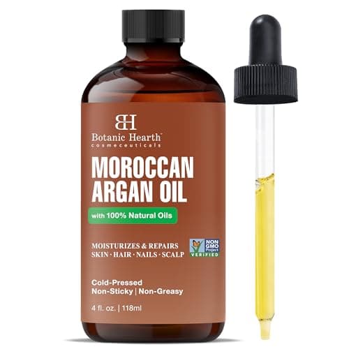 Botanic Hearth Argan-Haaröl (Moroccan Argan Oil) mit feuchtigkeitsspendendem, nährendem, stärkendem, lockigem, krausem, trockenem, strapaziertem Haar, gentechnikfrei verifiziert, 113 ml Vegan