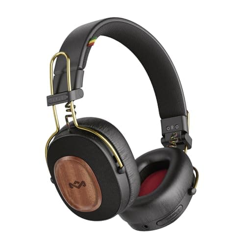Marley House of Positive Vibration Riddim kabellose On-Ear Bluetooth Kopfhörer - 50 Std. Spielzeit, Faltbare Kopfhörer mit Mikrofon, USB-C Schnellladen, nachhaltige Materialien, Rasta Öko