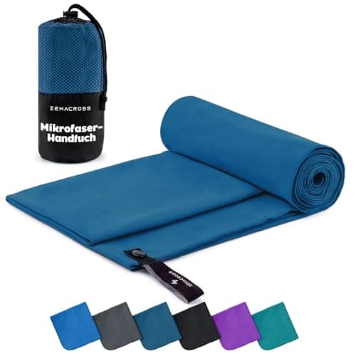 ZENACROSS Mikrofaser Handtuch mit Transportbeutel - Schnelltrocknendes und vielseitiges Fitness Handtuch - Sporthandtuch Größen L - 160 x 80 cm - Marineblau