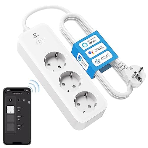 Eightree Smart WLAN Steckdosenleiste mit 3 AC-Anschlüsse, Smart Mehrfachsteckdose mit Stromverbrauch & Fernsteuerung, funktioniert Alexa, Google Home, SmartThings Sprachsteuerung, 16A, 1.5M