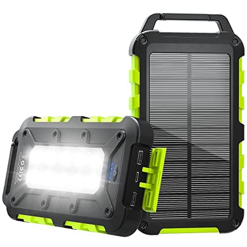 Solar Powerbank 26800mAh PD 15W Tragbares powerbank solar USB C Outdoor Wasserdichtes Externer Akku mit LED-Licht und 3 Ausgängen Solar Ladegerät für Smartphones Tablets Camping und mehr Grün Öko