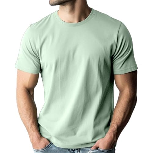 Einfarbiges T-Shirt aus 100 % weicher Bio-Baumwolle, kurzärmelig, Salbeigrün, Premium-T-Shirt, Rundhalsausschnitt, lässiges T-Shirt, salbeigrün, XL Bio Öko