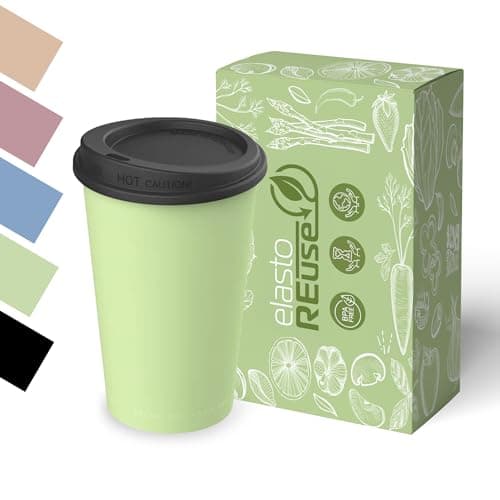 elastoREuse - Kaffeebecher to go 250ml wiederverwendbar für Heißgetränke - Mehrweg Coffee to go Becher nachhaltig & spülmaschinenfest - Kleiner Kunststoff Mehrwegbecher (Grün) Öko