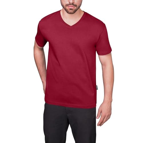 HRM Herren Luxury V-Neck Tee, bordeaux, Gr. XL I Premium T-Shirt Herren V-Ausschnitt aus 100% Bio-Baumwolle I Basic T-Shirt bis 60°C waschbar I Hochwertige & nachhaltige Herren-Bekleidung Bio Öko