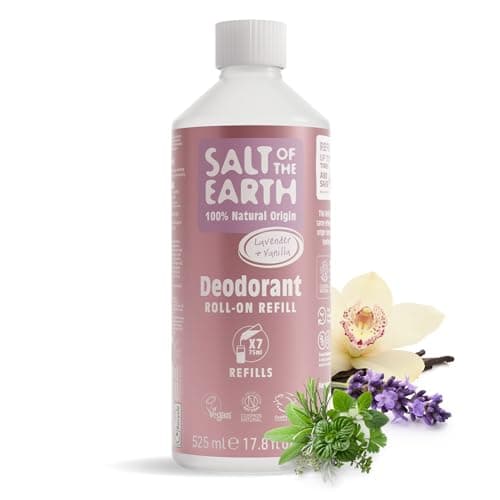 Salt of the Earth Natürliches Deodorant Roll-On Nachfüllpackung – Lavendel & Vanille – Vegan, Leaping Bunny-zertifiziert, hergestellt in Großbritannien – 525ml Vegan