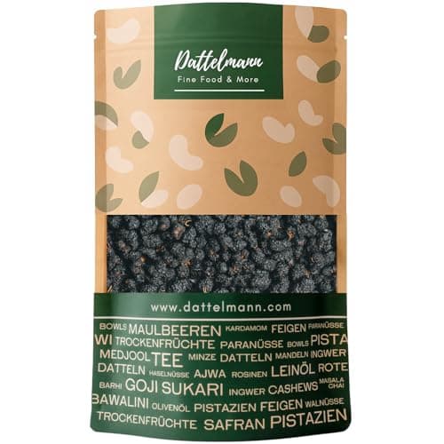 DATTELMANN® - Bio Schwarze Maulbeeren 500g - Getrocknet & Ungeschwefelt - Ohne Zusätze - Sonnengetrocknet - Premium Trockenfrüchte aus Türkei Bio Öko Vegan