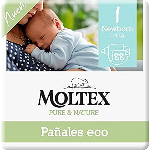 Moltex Pure & Nature Umweltfreundliche Windeln, Größe 1 (2-5 kg), 88 Windeln