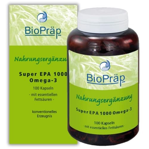 BioPräp Super EPA 1000 Omega-3 Kapseln | 100 Kapseln | mit EPA & DHA in Triglycerid-Form | aus nachhaltigem Fischfang | Made in Germany | zertifizierte Produktion Bio Öko