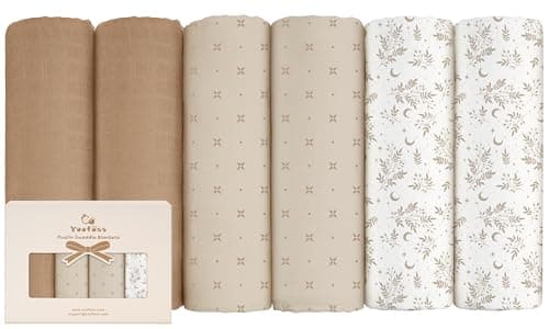 Yoofoss 6er Pack Baby Musselintücher 70x70 cm Mullwindeln Spucktücher aus Baumwolle Mulltücher Stoffwindeln Saugstark Faltwindeln für Neugeborenen Baby Kleinkinder