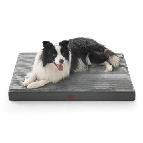 BEDSURE waschbares Hundebett für Grosse Hunde - Komfortables Hundekissen mit Rutschfester Unterseite und abnehmbarem Waschbezug, Grau, 104x69x8.5cm