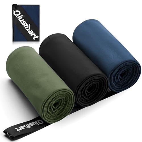 Mikrofaser Handtuch 3er Set (40*80cm): Schnelltrocknend & Kompakte Microfaser Sporthandtuch, für Reisehandtuch, Badetuch, Fitness, Strandtuch und Sport Handtücher (Marineblau + Schwarz + Armeegrün) Öko