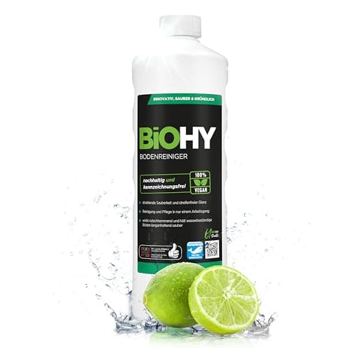 BiOHY Bodenreiniger (1l Flasche) | Konzentrat für alle Reinigungsgeräte und alle Hartböden | angenehmer Geruch und streifenfreie Reinigung | ideal für Laminat, PVC & Stein | Bio Konzentrat Bio Öko Vegan