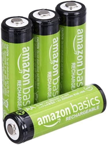 Amazon Basics 4er-Pack wiederaufladbare AA-NiMH-Batterien, 2000 mAh, 1,2 V, bis zu 1000x aufladbar, vorgeladen