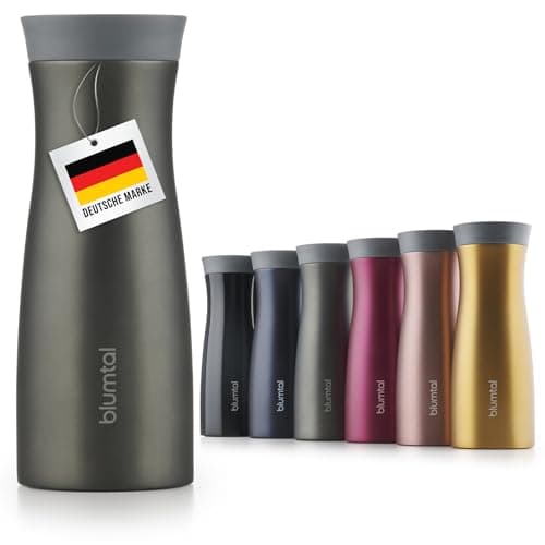 Blumtal Thermobecher 380 ml - Kaffeebecher to go aus Edelstahl - auslaufsicherer Isolierbecher kalt/heiß - Mug mit 360° Trinköffnung - Thermosbecher + Quick-Press-Verschluss - Coffee Mug - Dunkelgrün