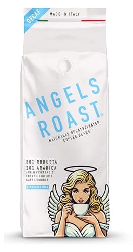 ANGELS ROAST 1kg koffeinfreie Kaffeebohnen aus Italien - schonend mit Wasser entkoffeiniert - säurearm - 80% Robusta & 20% Arabica Bohnen (ganze Espressobohnen - 1000g)
