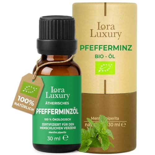 Bio Pfefferminzöl 30ml – 100% Ätherisches Minzöl | Lebensmittelecht | Mentha Piperita für Aromatherapie, Tee, Lebensmittel & Kosmetik Bio Öko Vegan