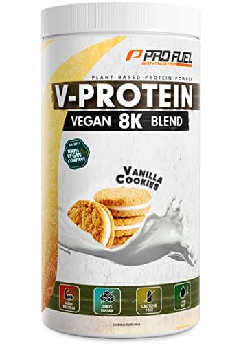 Vegan Protein – VANILLE - V-Protein 8K Blend - unglaublich lecker & cremig - mit Protein aus Sonnenblume, Reis, Erbse, Hanf, Kürbis uvm. - pflanzliches Proteinpulver mit 80% Eiweiß Öko Vegan