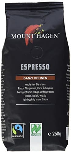 Mount Hagen Bio-Espresso ganze Bohne FairTrade, Naturland, 3er Pack (3 x 250 g) Bio
