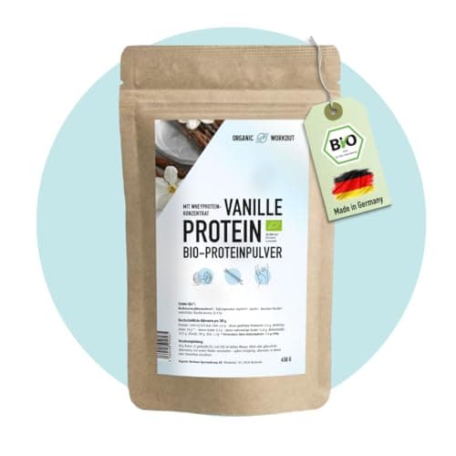 BIO PROTEIN-PULVER - Vanille, mit Whey-Proteinkonzentrat, mit Bio-Erythrit, ohne Sucralose & Aspartam, Eiweiß-Shake, Premium Molkenprotein aus Weidehaltung Bio