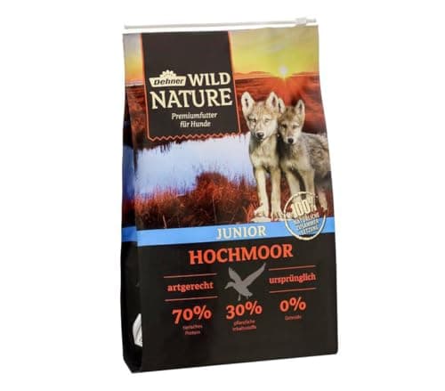 Dehner Wild Nature Hundefutter Hochmoor, Trockenfutter getreidefrei / zuckerfrei, für Welpen und junge Hunde, Ente, 4 kg Bio Vegan