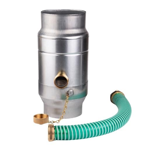 Baumeister.tech Regenwassersammler Titanzink 87mm Wassersammler für Fallrohre DN 87 inkl. Schlauchanschluss-Set und Verschlusskappe - Regensammler für Regentonnen mit Schlauch