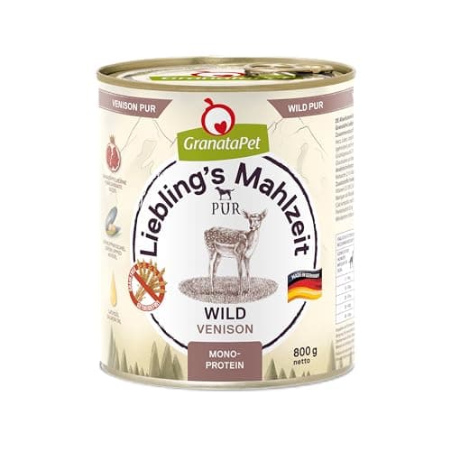 GranataPet Liebling's Mahlzeit Wild PUR, Nassfutter für Hunde, Hundefutter ohne Getreide & Zuckerzusätze, Alleinfuttermittel mit hohem Fleischanteil & hochwertigen Ölen, 6 x 800 g Öko