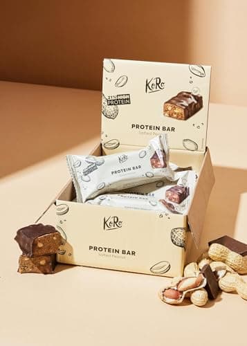 KoRo - Veganer Bio Proteinriegel Salted Peanut 12 x 50 g - Mit Erdnüssen, Erdnussbutter und Meersalz - Hoher Ballaststoffgehalt (9,2 g/100 g) - Proteinreich (21 g/100 g) Bio Vegan