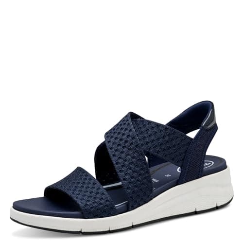 Tamaris Comfort Damen Sandalen flach zum Schlupfen Vegan, Blau (Navy), 38 EU Vegan