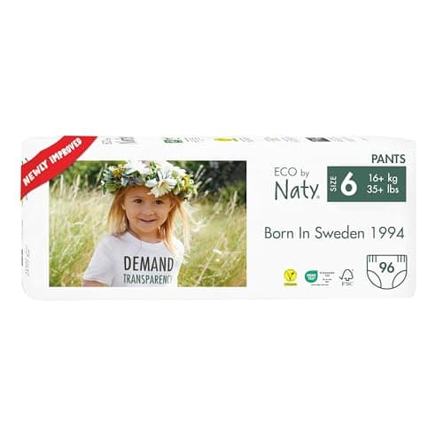 Eco by Naty Baby Windeln Pants - umweltfreundliche Premium-Bio Höschenwindeln aus pflanzenbasierten Materialien, sehr saugfähig und frei von gefährlichen Chemikalien (Größe 6) | 96 Stück (3er Pack) Bio Öko Vegan
