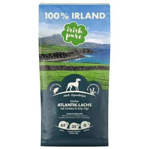Irish Pure Hypoallergenes Trockenfutter Adult | 4kg | Atlantik-Lachs mit Kelp-Alge & Gemüse | Hoher Fleischanteil | Getreidefrei | Sensitiv | Hundetrockenfutter | Für alle Rassen
