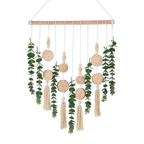 Wandbehang Boho Wanddeko, Pflanzen Wanddekoration Deko Wand Künstlicher Eukalyptus Fensterdeko Hängend für Schlafzimmer Wall Wohnzimmer Esszimmer Küche Outdoor Öko