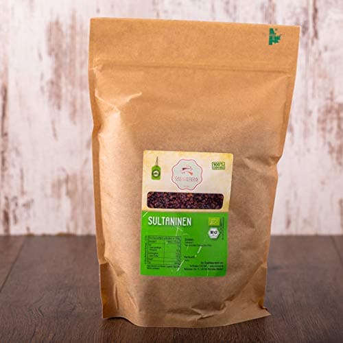 süssundclever.de® | Bio Rosinen | Sultaninen | 1 kg | hochwertiges Naturprodukt | plastikfrei und ökologisch-nachhaltig abgepackt Bio Öko