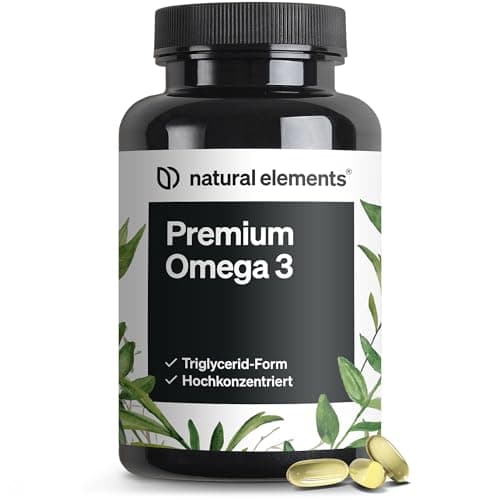 natural elements Premium Omega 3 – 120 Kapseln – GoldenOmega® mit 80% Omega 3 Anteil – in Triglycerid-Form – Laborgeprüft, aufwendig aufgereinigt und aus nachhaltigem Fischfang - ohne unnötige Zusätze Öko