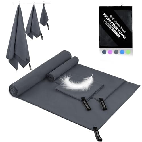 Mikrofaser Handtuch 3er Set (152x76cm Groß Badetuch + 80x40cm Klein Fitness Handtuch + 30x30cm Handtuch), Farbecht Microfaser Handtücher, Sporthandtuch Schnelltrocknendes Handtuchs (Dunkelgrau)