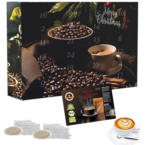 C&T Bio Fairtrade Kaffee-Adventskalender 2025 Pads | 24x Bio & Fair-Trade Kaffeepads | Biologisch & fair gehandelte Raritäten-Kaffees + Überraschung im Kalender | Weihnachts-Kalender Bio Öko