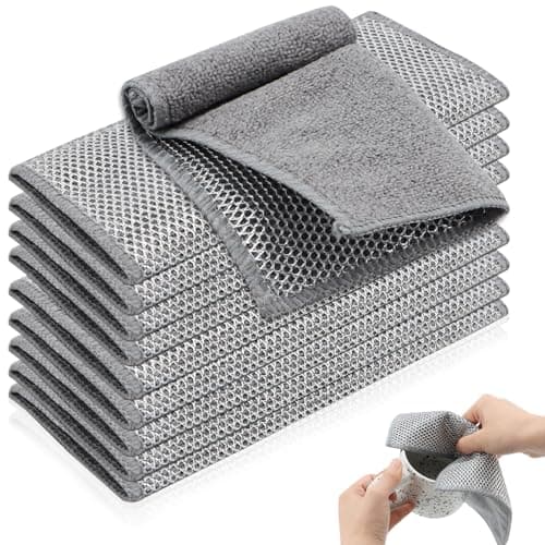 Yeria 10er Spüllappen Set – Bambusfaser & Draht, 2-in-1 Putzlappen für Küche & Bad, kratzfrei, wiederverwendbar & waschbar, nachhaltige Reinigungstücher gegen Eingebranntes Öko